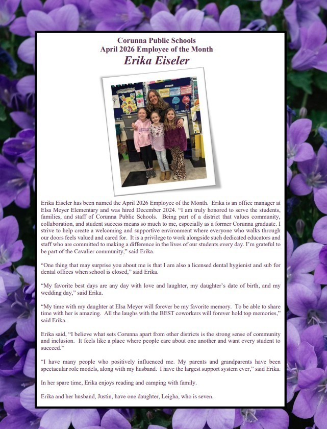 Erika Eiseler April Employee of the Month