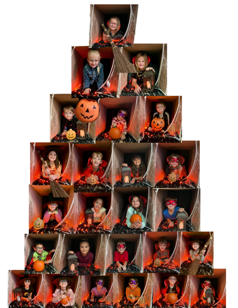 Halloween picture of a class of students