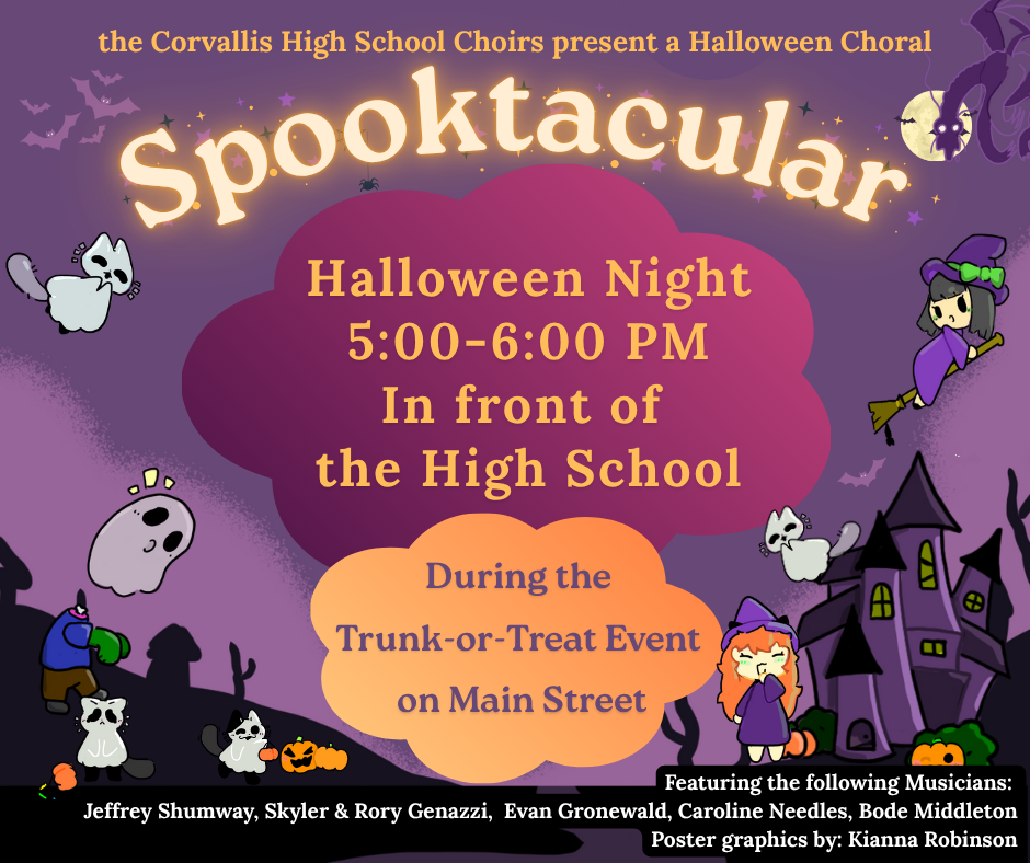 Spooktacular Halloween Night 5 - 6 pm in front of the high school during the trunk or treat event on main street