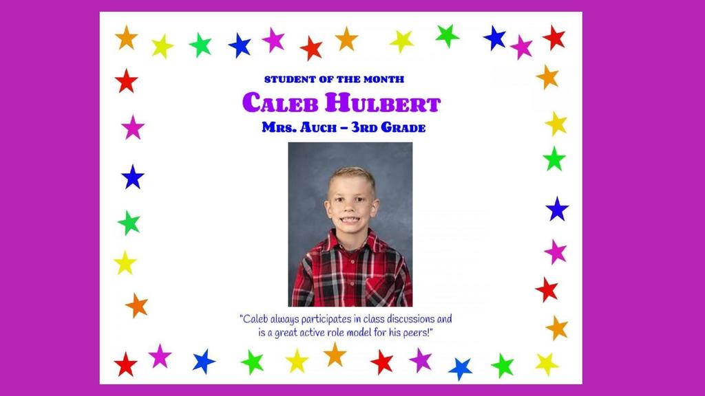 Student of the Month - Caleb Hulbert