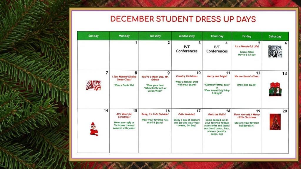 December Student Dress Up Days