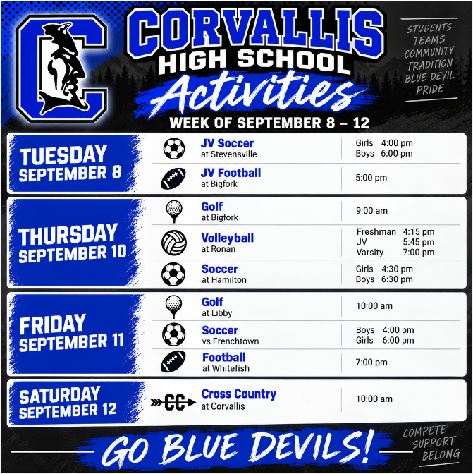 Weekly activity schedule for CHS
