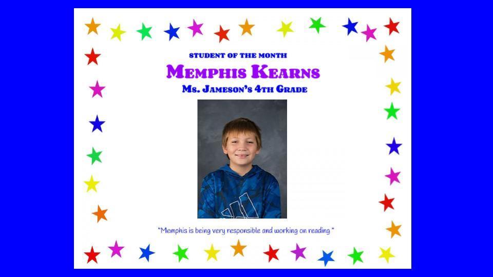 Student of the Month - Memphis Kearns