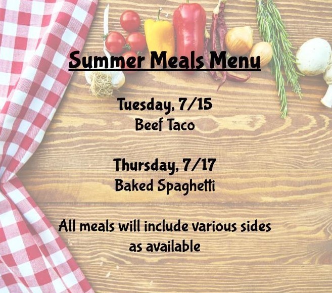 Summer Meals Menu
