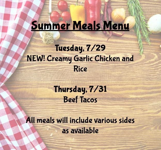 Summer Meals Menu