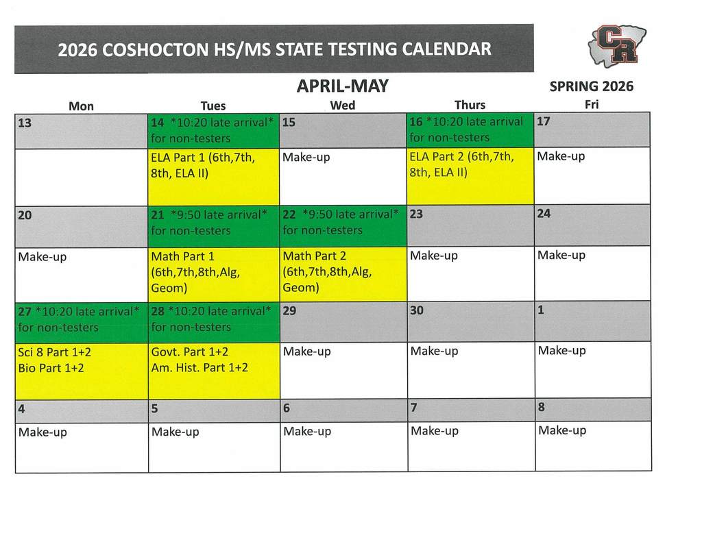 Testing Schedule