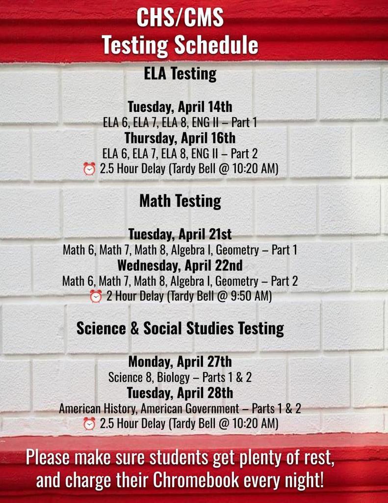 State Testing Schedule