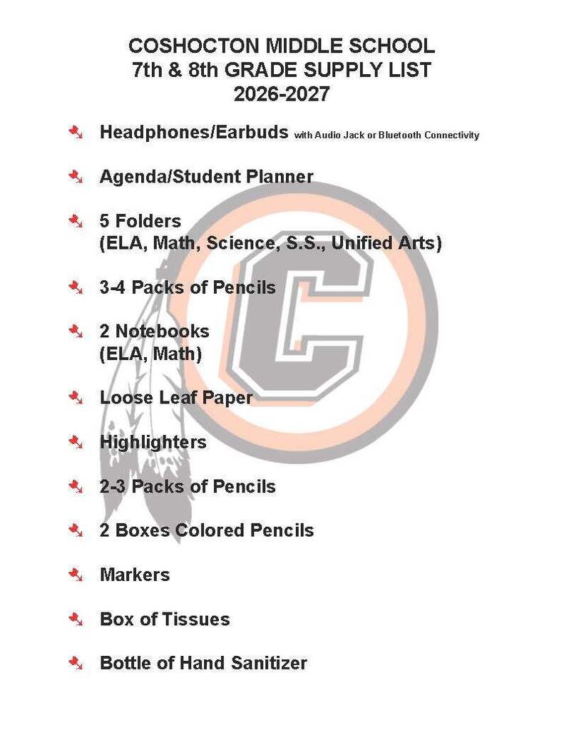7th & 8th Grade Supply List