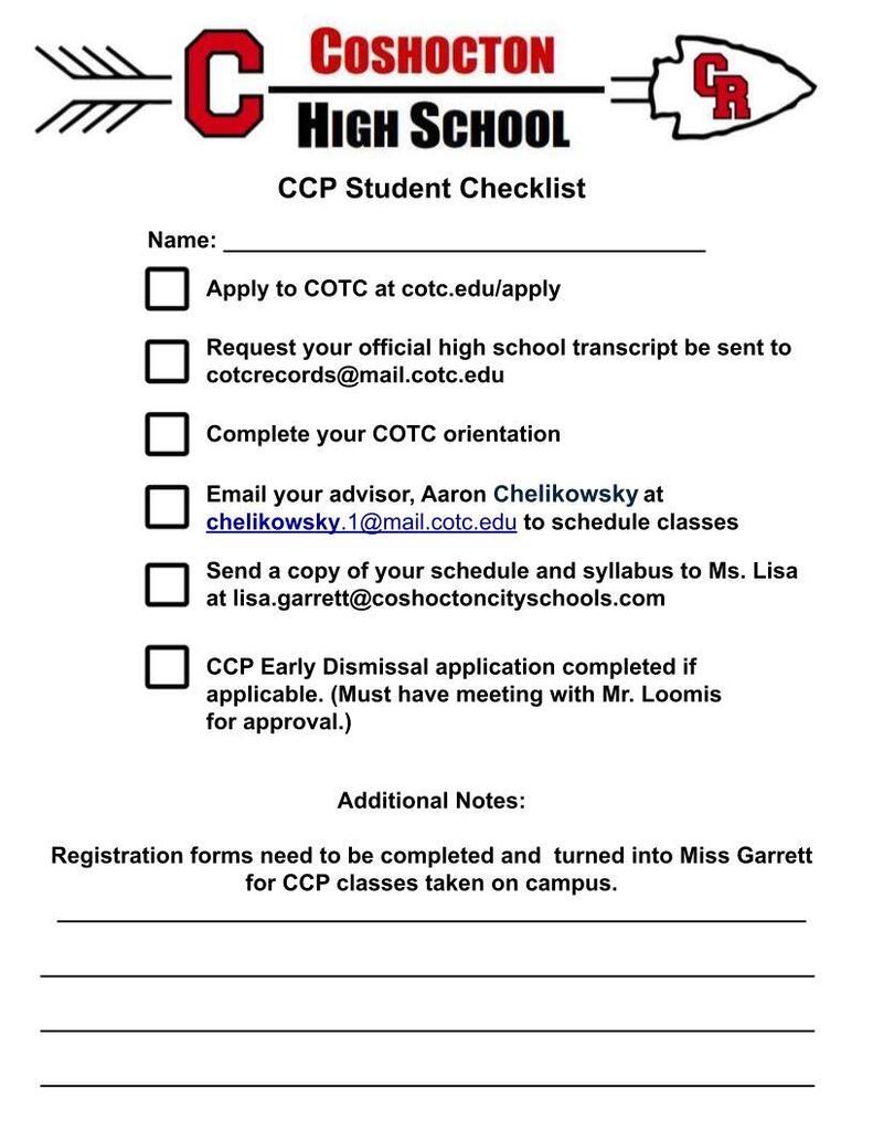 CCP Student Checklist