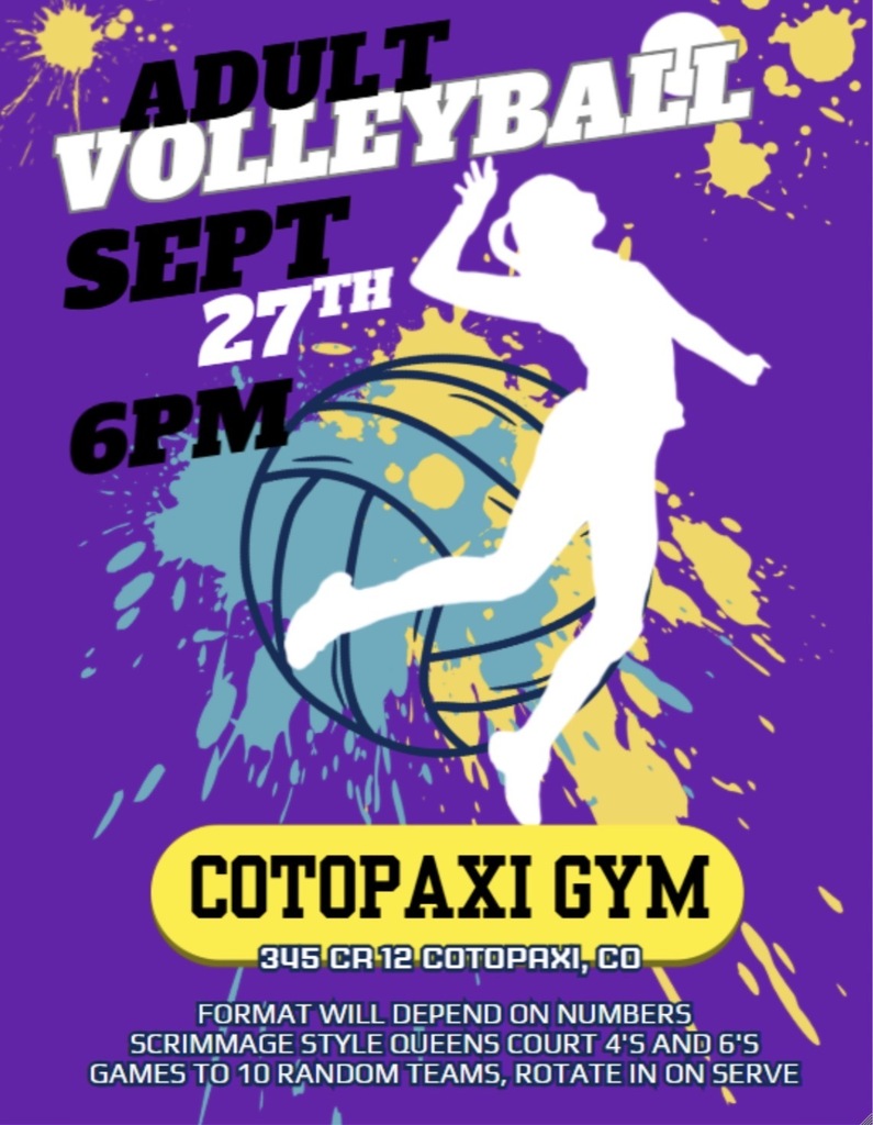 Adults, come and have some volleyball fun on September 27th at 6:00 p.m.