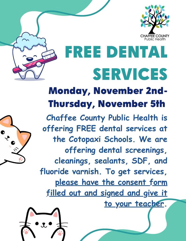 A flyer with information about Dental Services