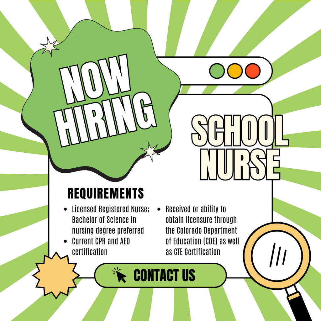 A flyer advertising the school nurse position