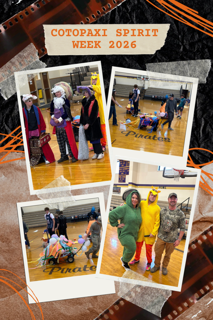 A photo collage of Costume Day at the secondary assembly
