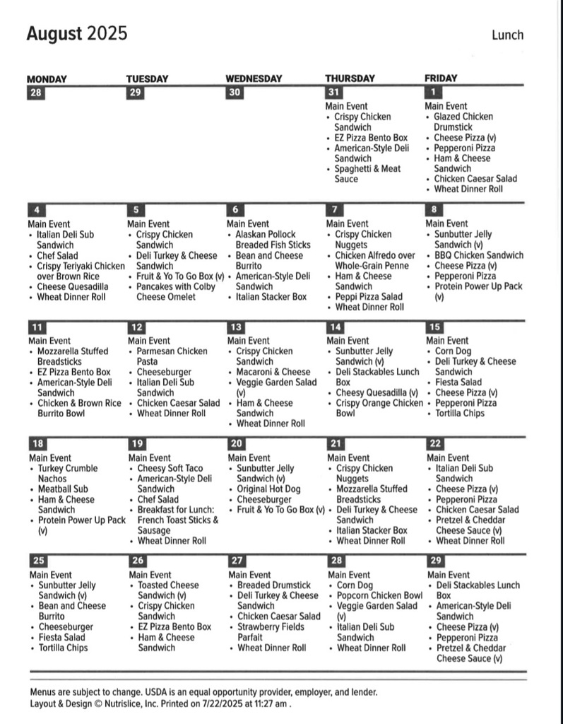 Lunch Menu