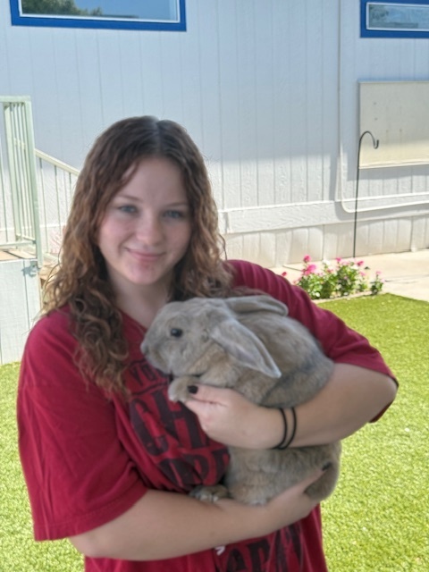 Student with bunny
