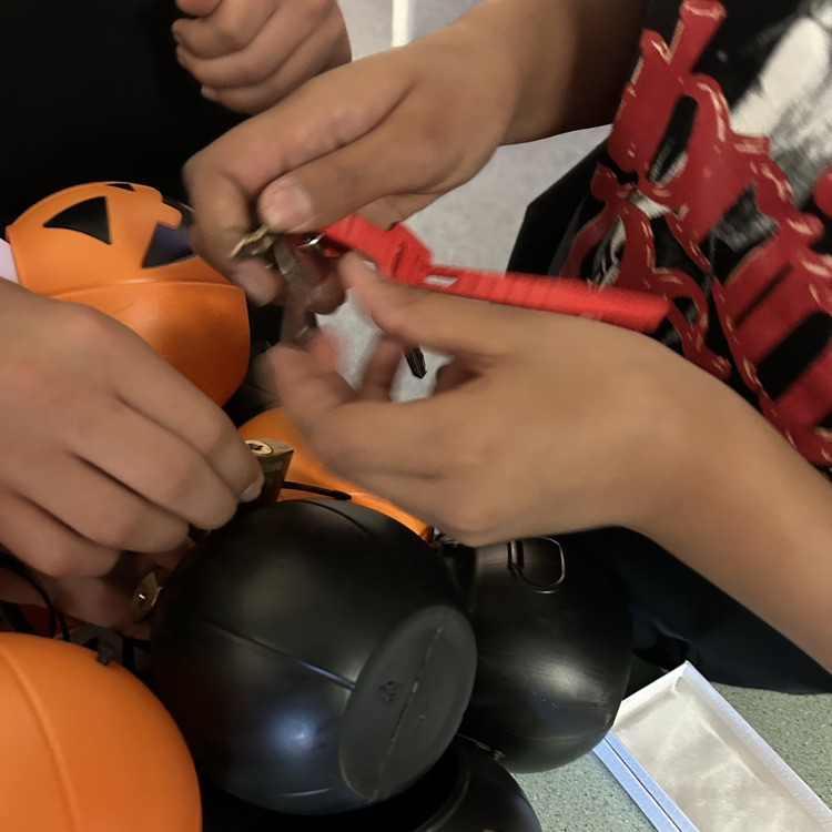 black and orange pumpkins locked up