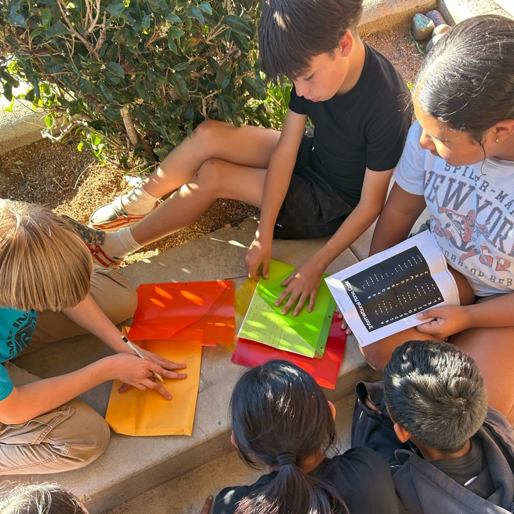 students figuring out puzzle to unlock clues