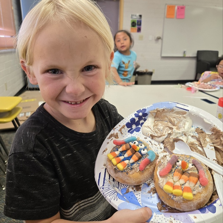 a student with their monster donut