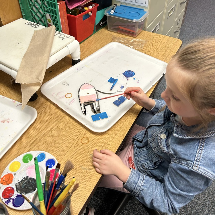 students creating Mayflower boats