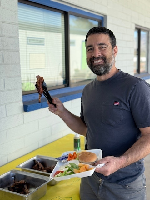 Teacher with barbecue.