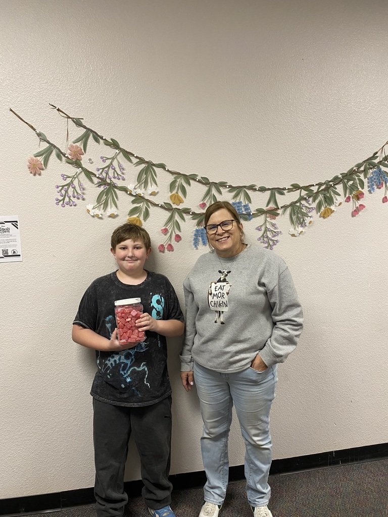 Ethan Taylor, winner of the 155 piece candy jar