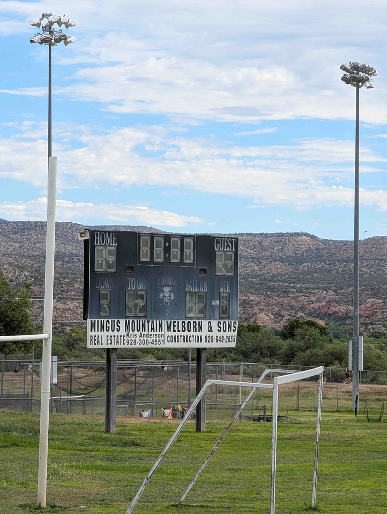 Weathered score board and nonworking field lights