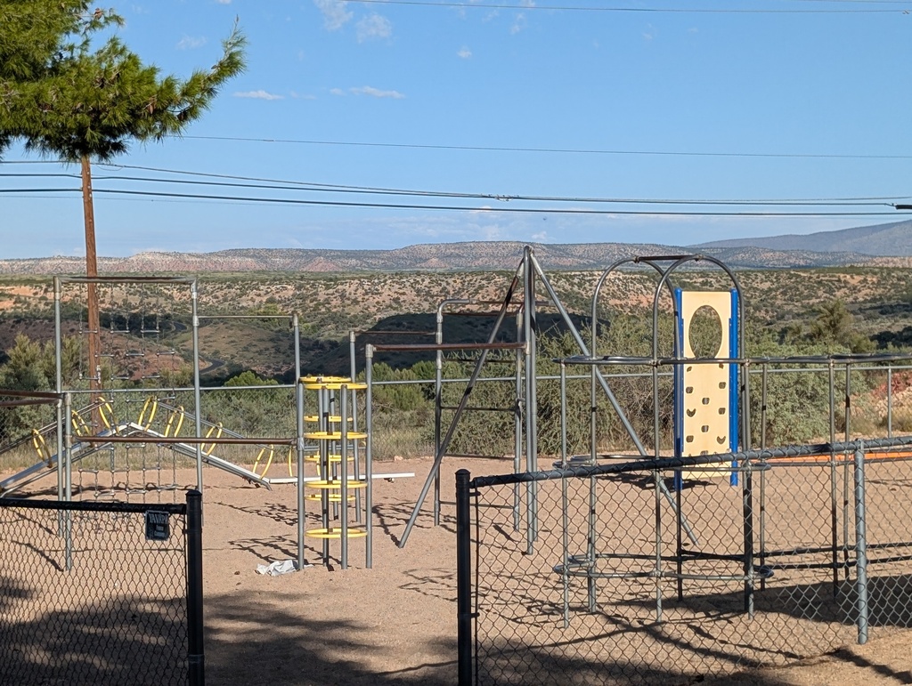 Old rusted playground equipment