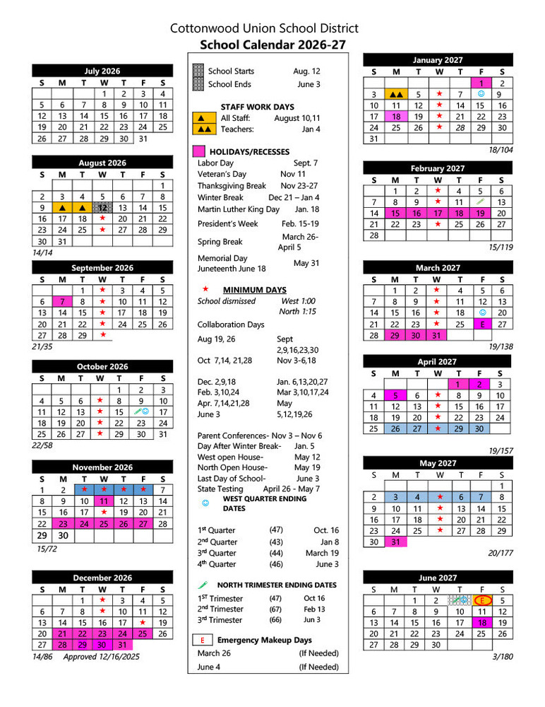 2026-27 School Calendar