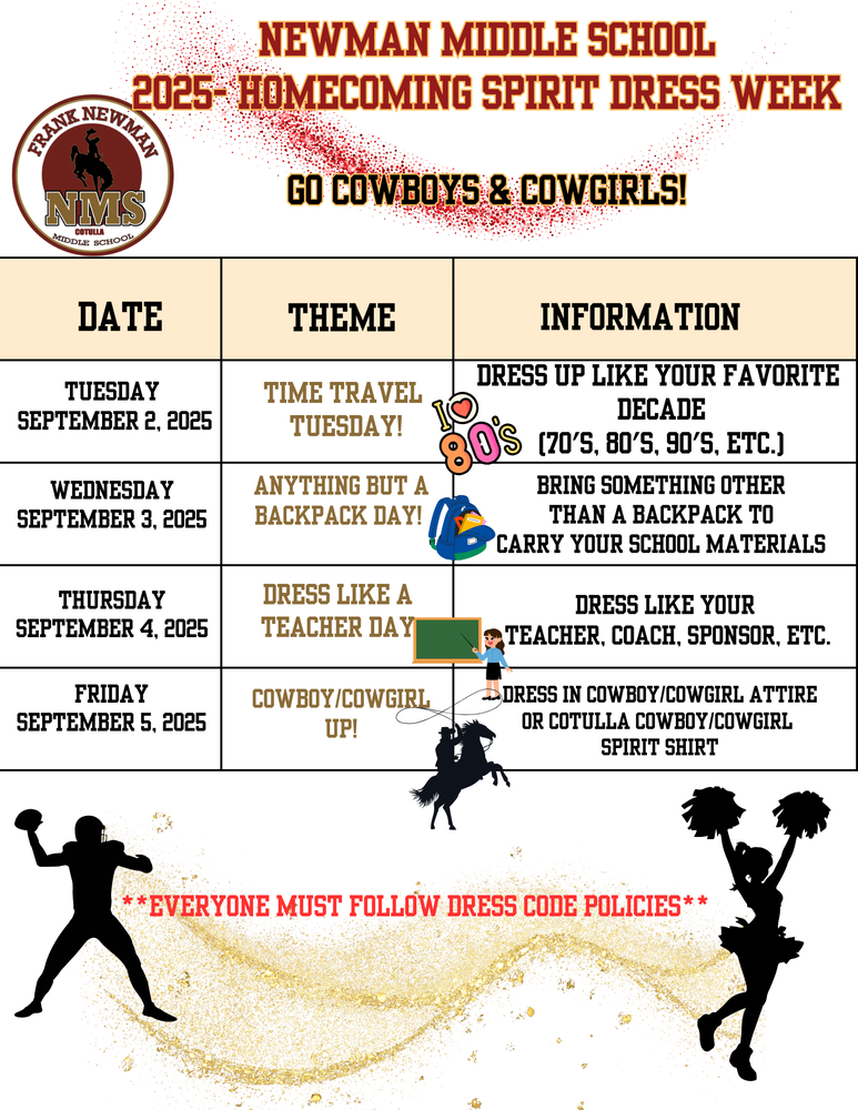 NMS Homecoming Spirit Dress Week Flyer