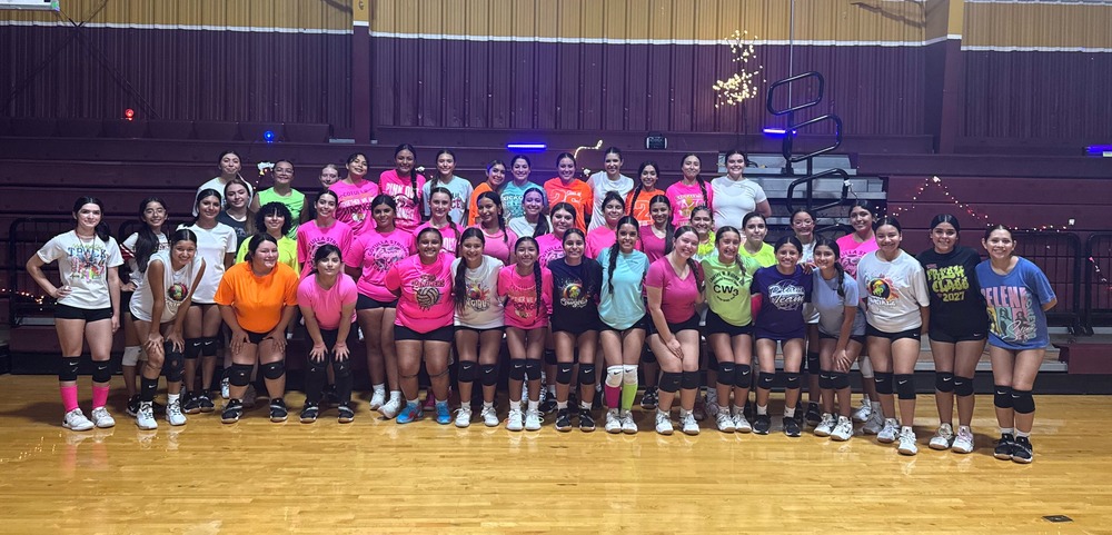 Volleyball team at first practice