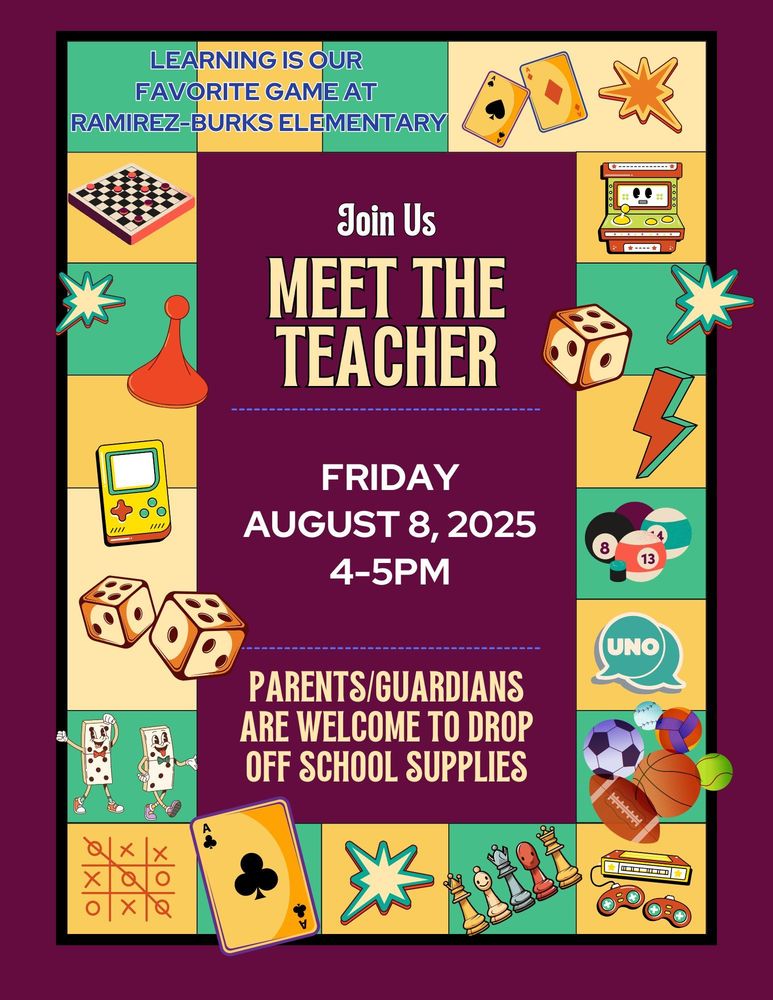 Meet The Teacher. Friday August 8th from 4-5pm.