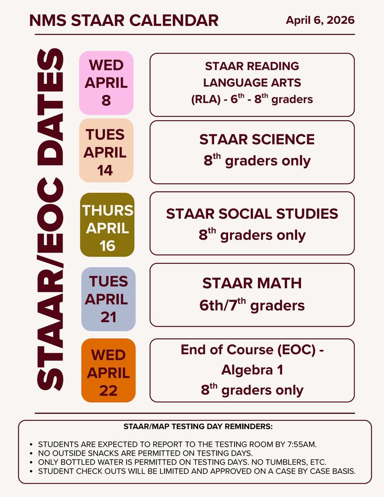 STAAR/EOC Dates