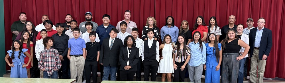 Student group photo with interviewers