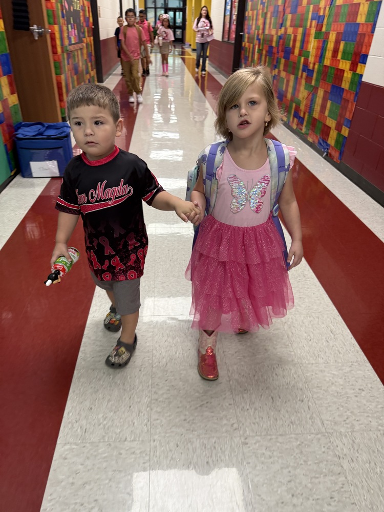 Students wearing Pink for Pink Out October