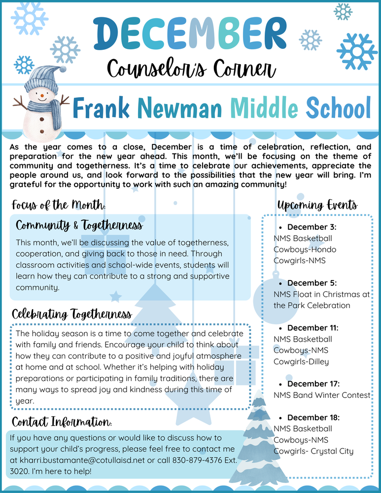 NMS December School Counseling Newsletter