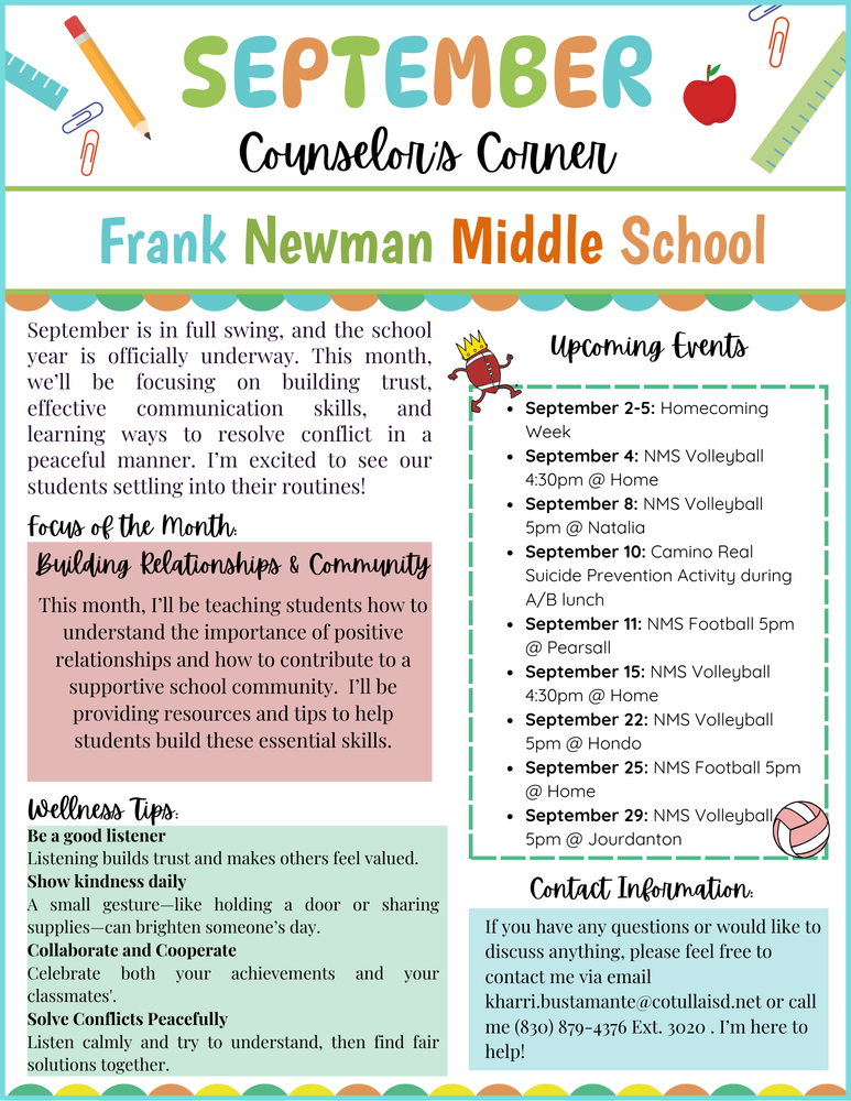 Counselor's Corner Newsletter