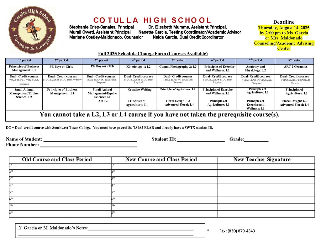 schedule change page 1