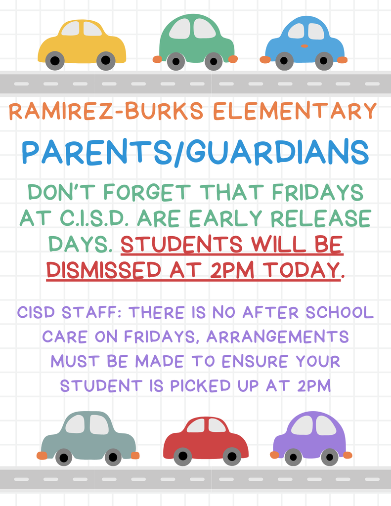 RBE Early Dismissal Reminder - Pick Students Up at 2PM on Fridays