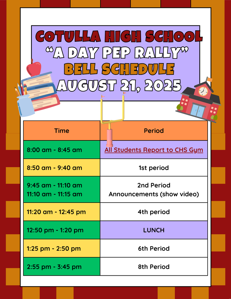 Bell Schedule August 21, 2025