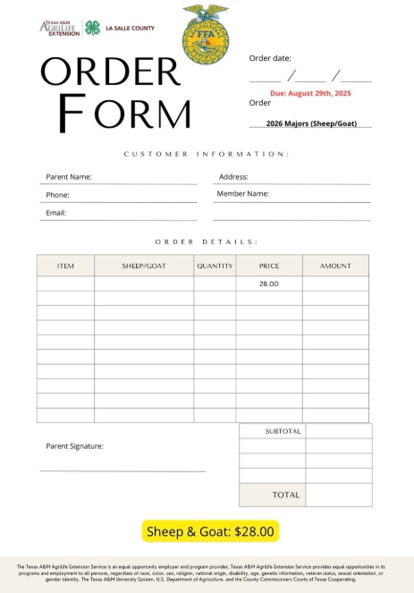 Livestock Tag Order Forms