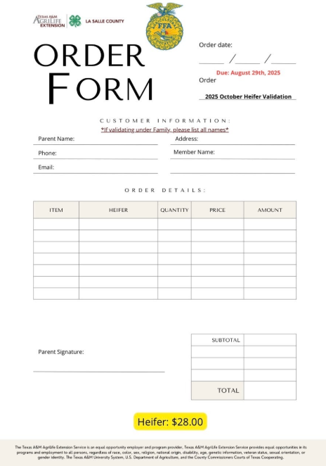 Livestock Tag Order Forms