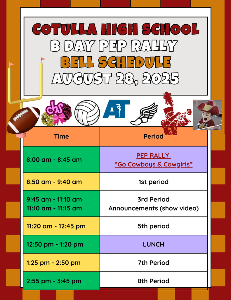Bell Schedule August 28, 2025