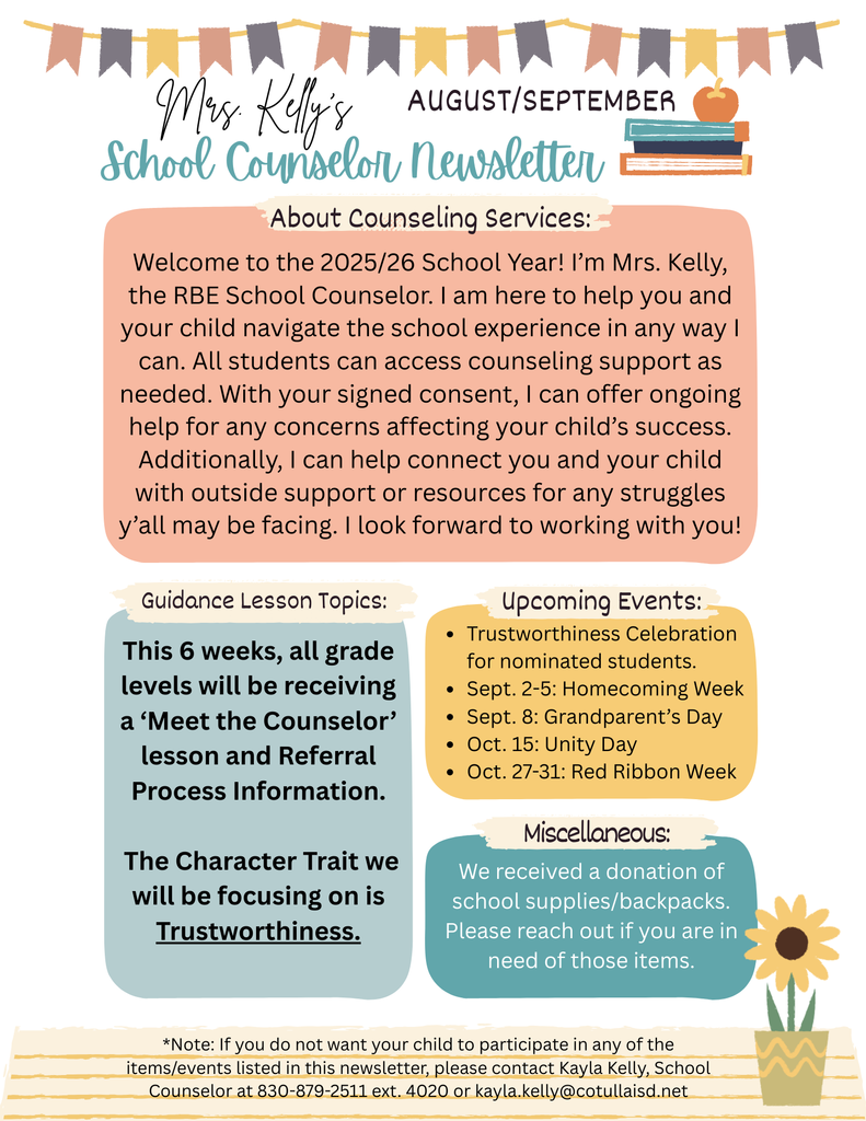 August September 2025 Counselor Newsletter