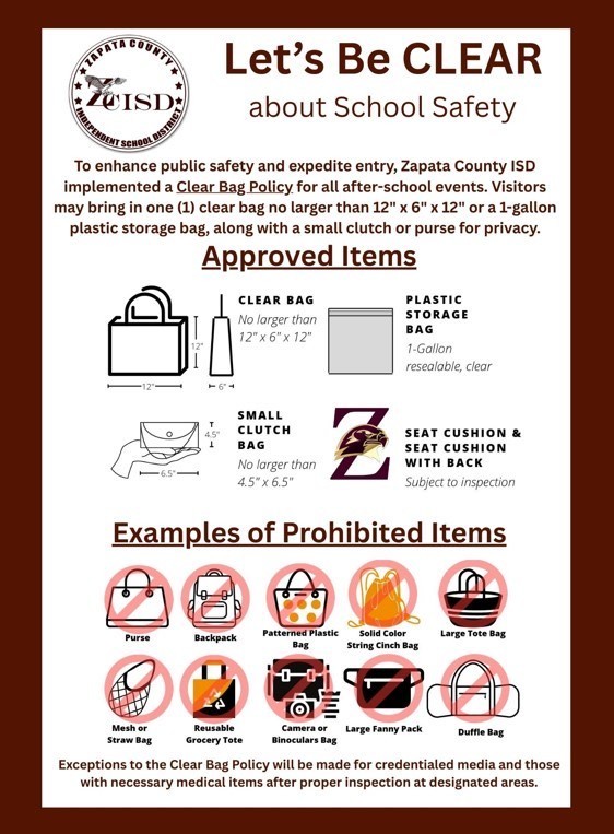 zapata clear bag policy