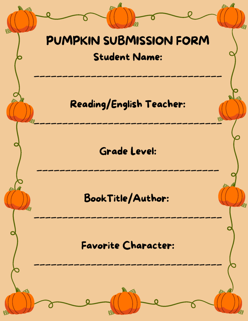 Book Character Pumpkin Festival Submission form