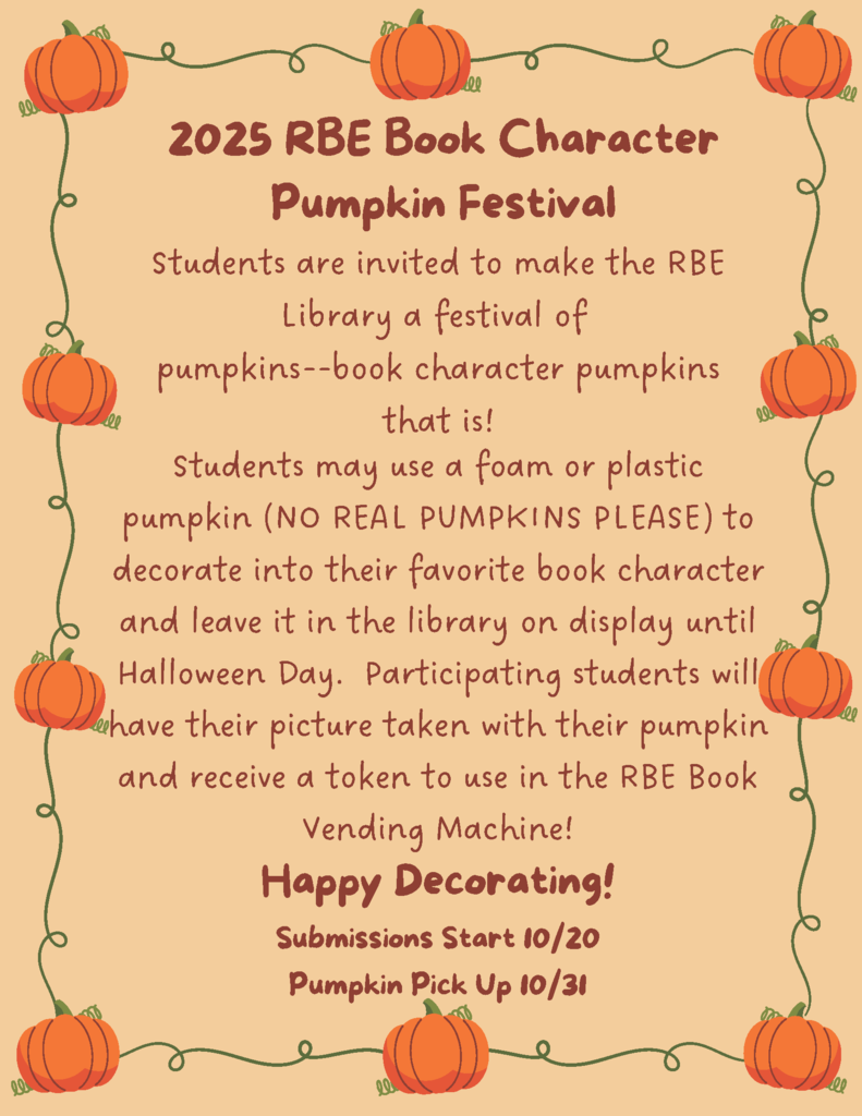 RBE Book Character Pumpkin Festival Information