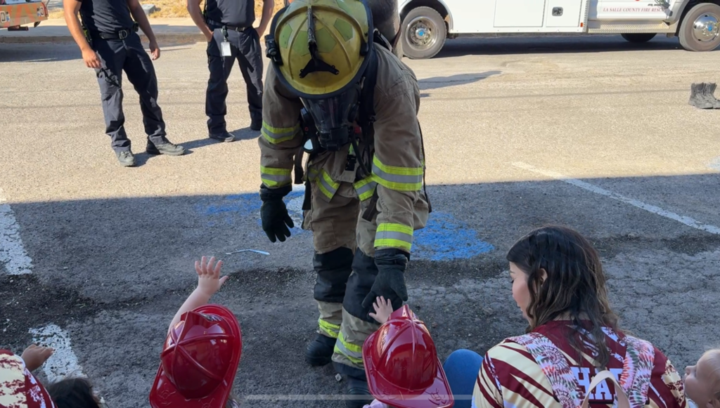 High fives with firefighters