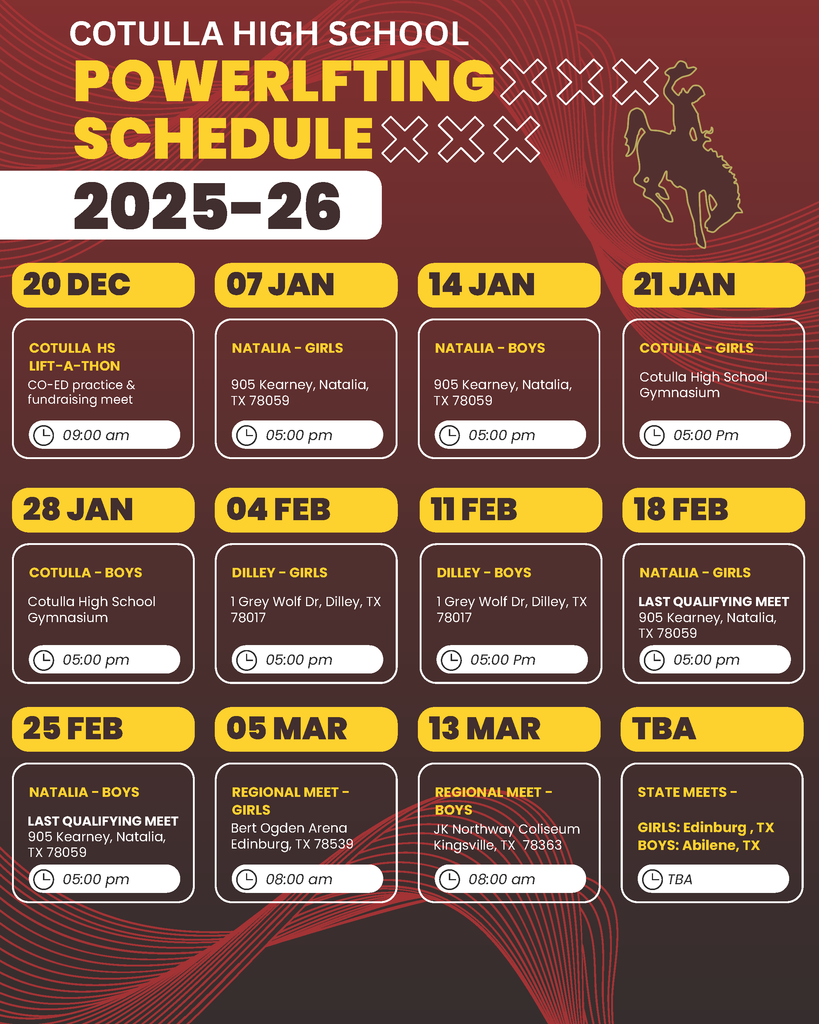 25-26 Powerlifting schedule