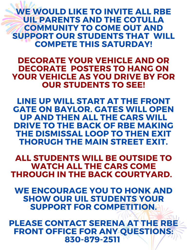 UIL Drive By Parade Friday 12/12/25