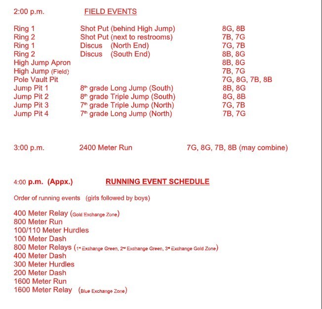 Track Meet Schedule